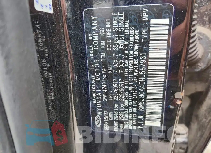 KM8J3CA40HU587931 Photo# 13