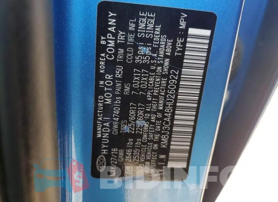 KM8J3CA48HU260922 Photo# 13