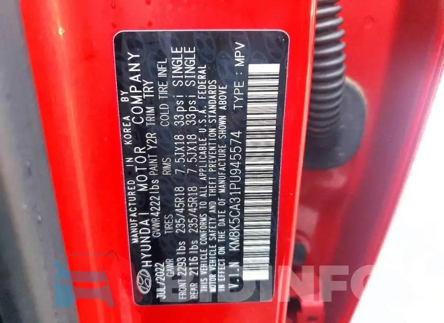 KM8K5CA31PU945574 Photo# 12