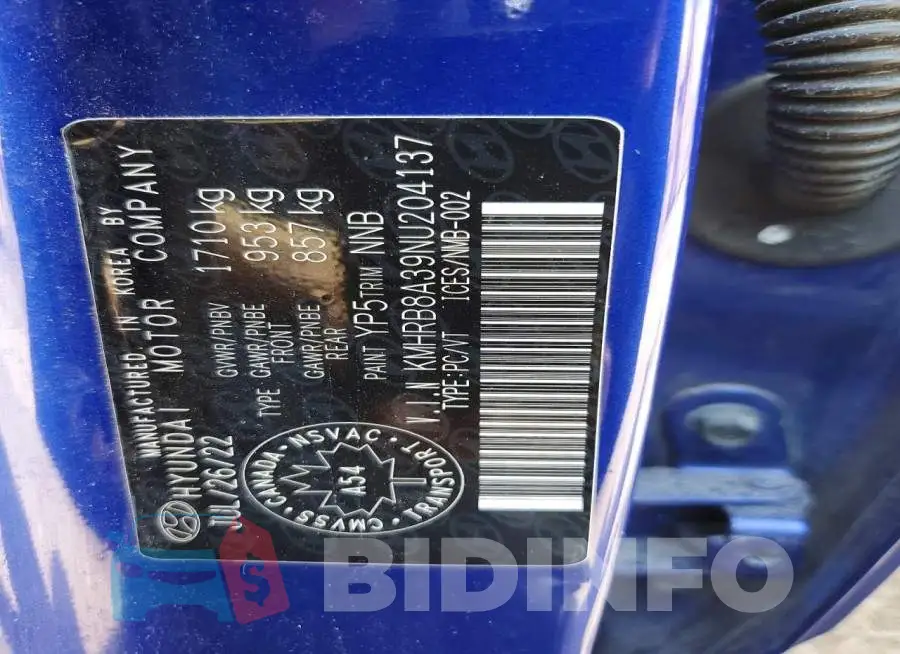 KMHRB8A39NU204137 Photo# 12