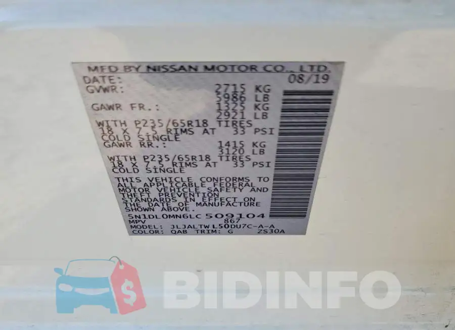 5N1DL0MN6LC509104 Photo# 13