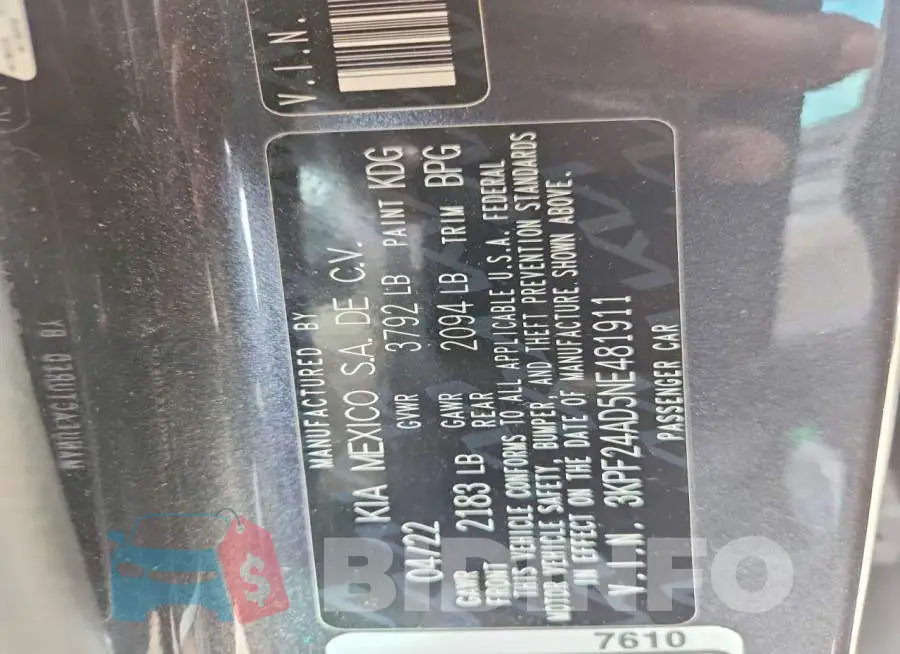 3KPF24AD5NE481911 Photo# 13