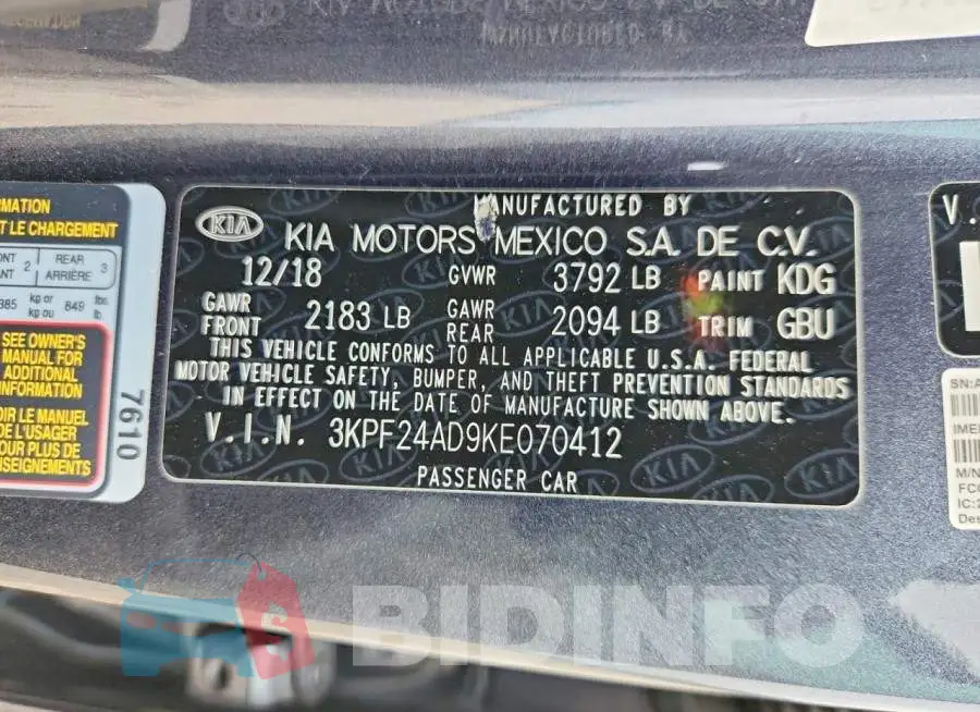 3KPF24AD9KE070412 Photo# 12