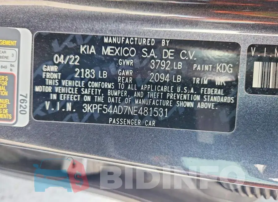 3KPF54AD7NE481531 Photo# 13