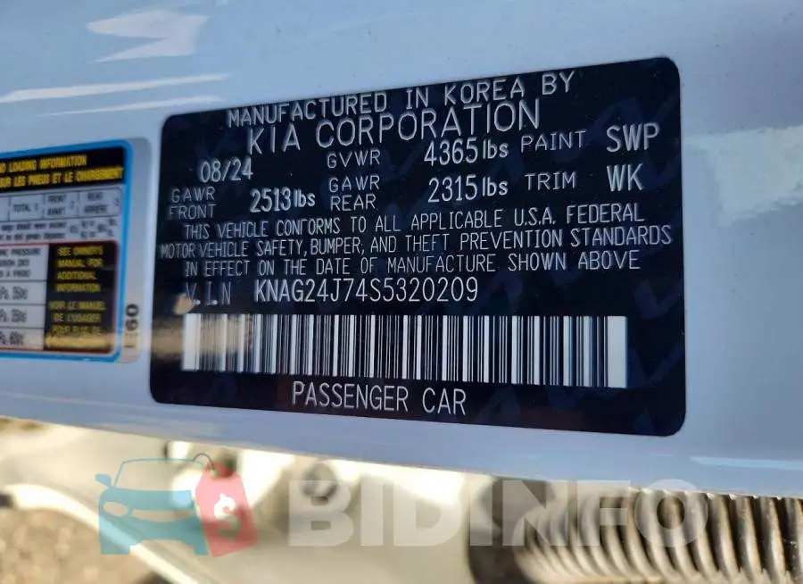 KNAG24J74S5320209 Photo# 12