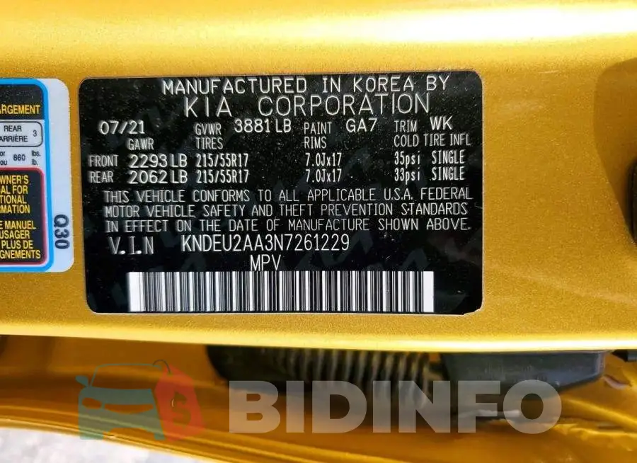 KNDEU2AA3N7261229 Photo# 12