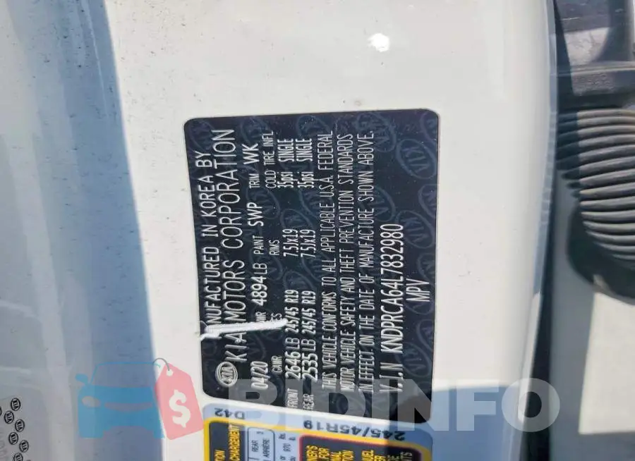 KNDPRCA64L7832980 Photo# 13