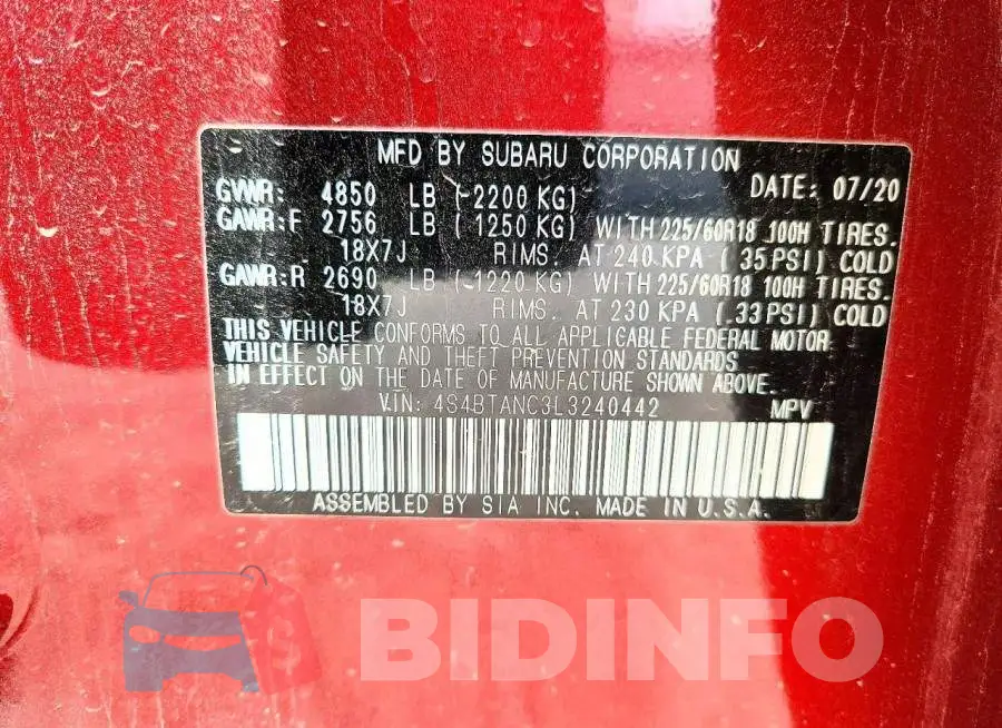 4S4BTANC3L3240442 Photo# 14
