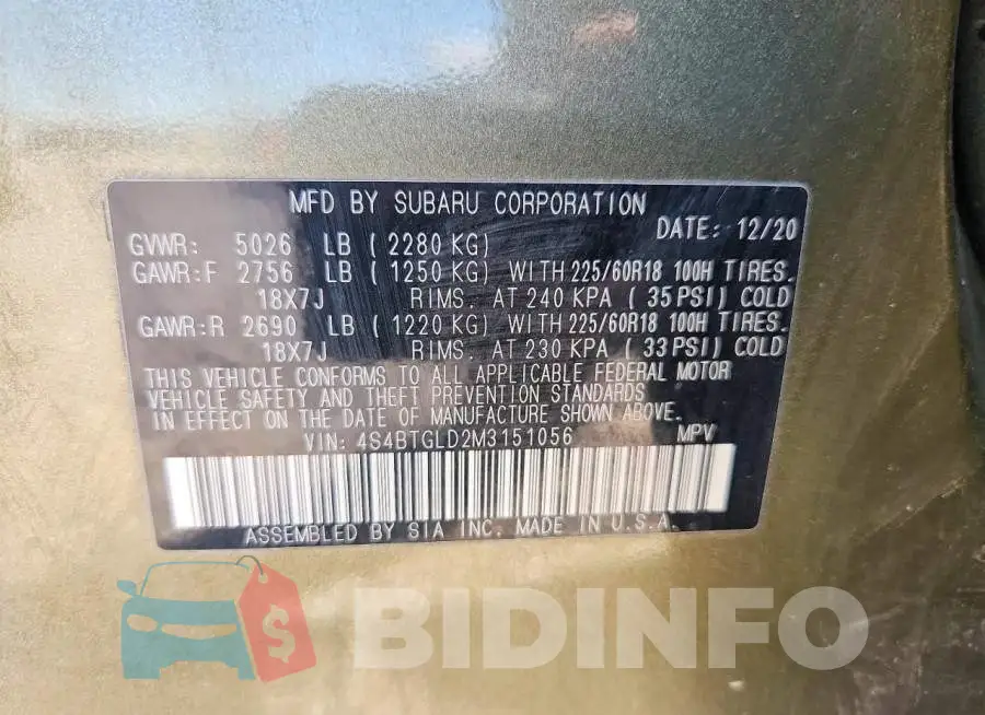 4S4BTGLD2M3151056 Photo# 12