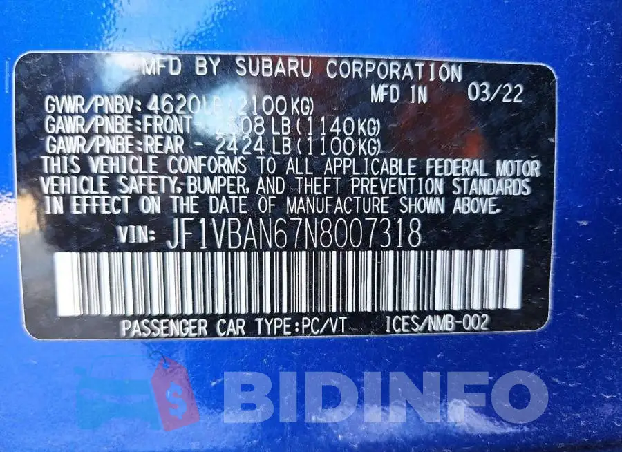 JF1VBAN67N8007318 Photo# 13