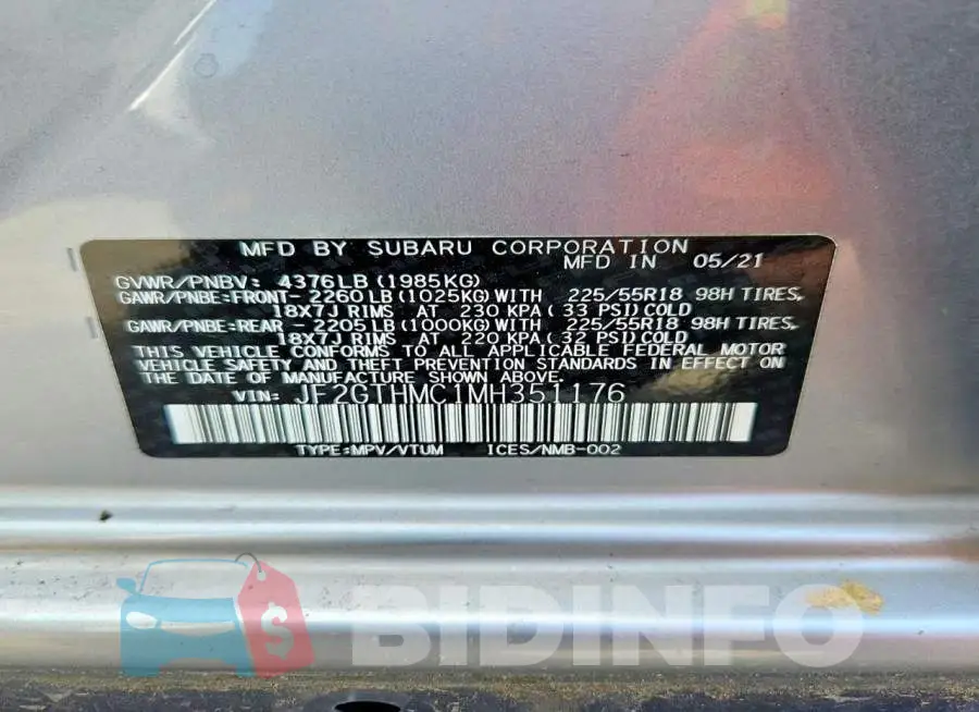 JF2GTHMC1MH351176 Photo# 13