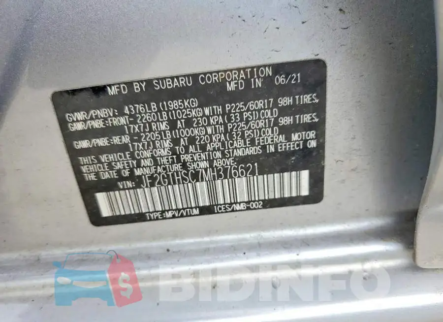 JF2GTHSC7MH376621 Photo# 13