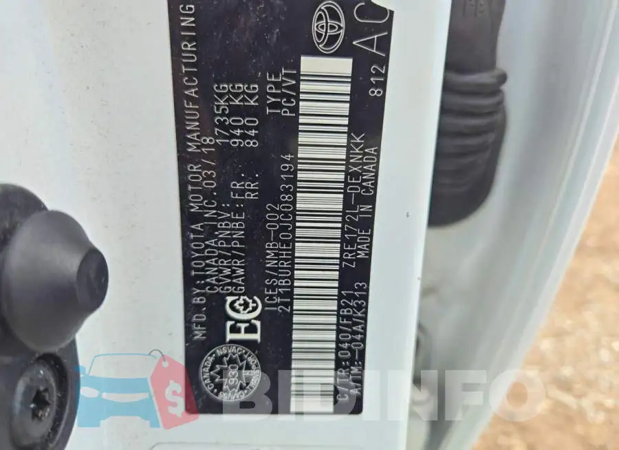 2T1BURHE0JC083194 Photo# 13