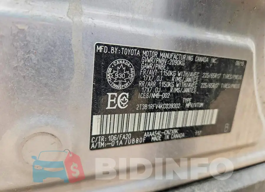 2T3B1RFV4KC039302 Photo# 13