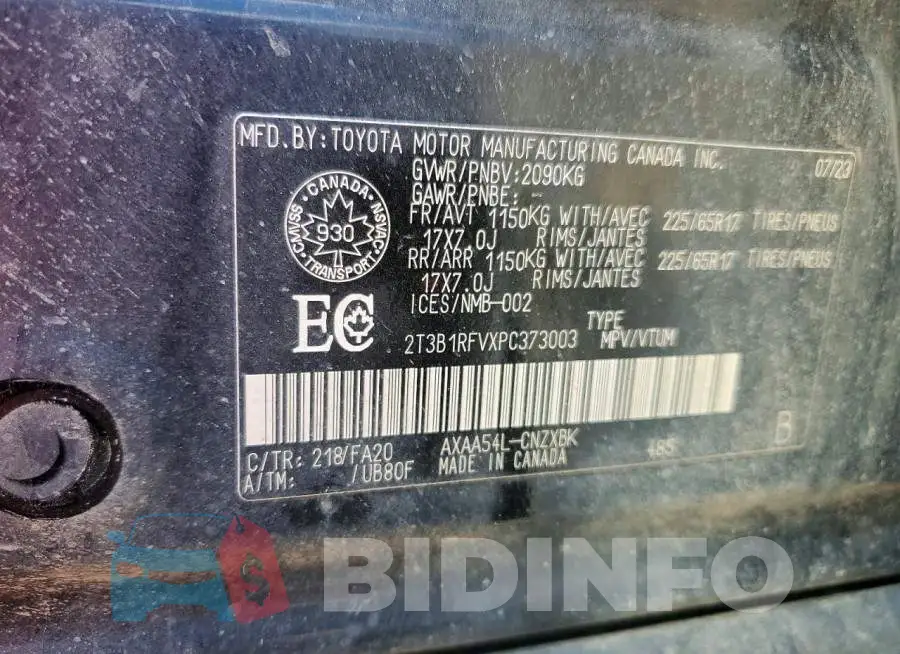 2T3B1RFVXPC373003 Photo# 13