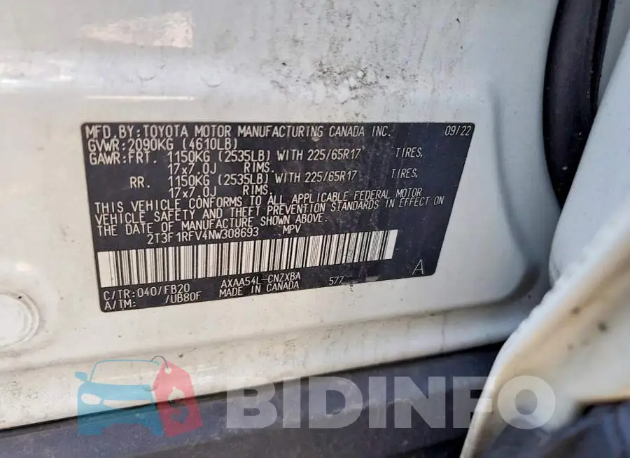 2T3F1RFV4NW308693 Photo# 12
