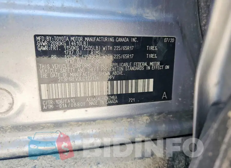 2T3P1RFV3LC123134 Photo# 12