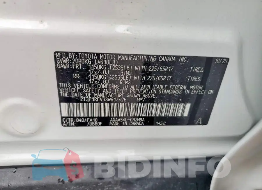 2T3P1RFV3SW617426 Photo# 13