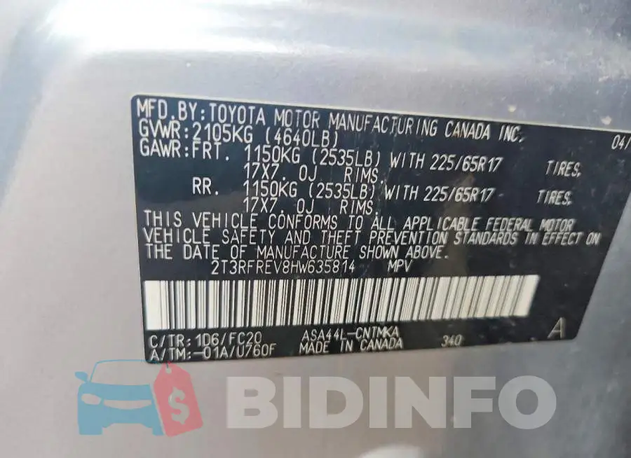 2T3RFREV8HW635814 Photo# 12