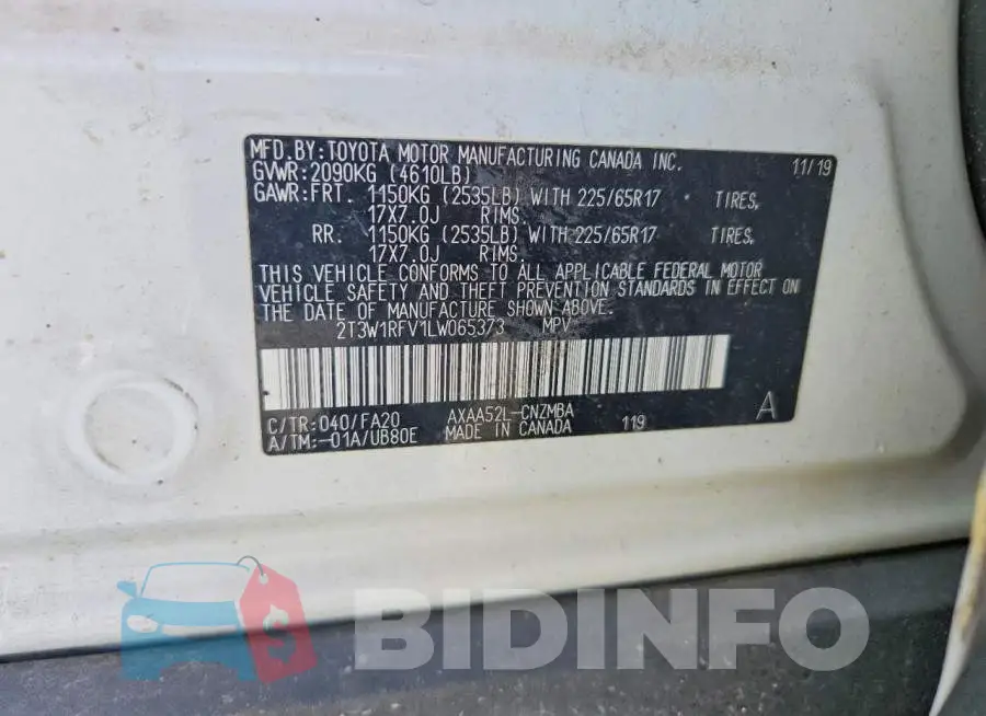 2T3W1RFV1LW065373 Photo# 13
