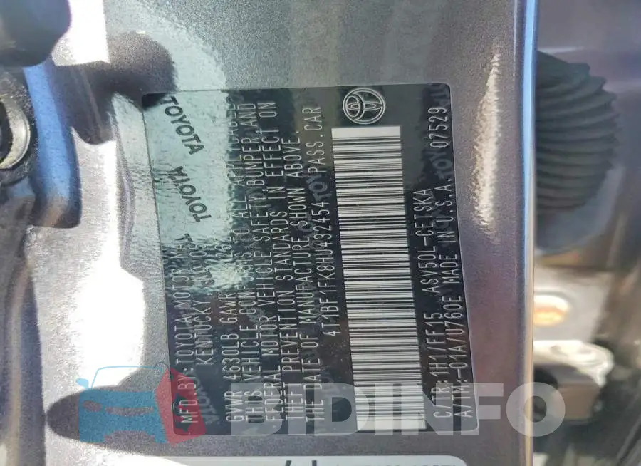 4T1BF1FK8HU432454 Photo# 13