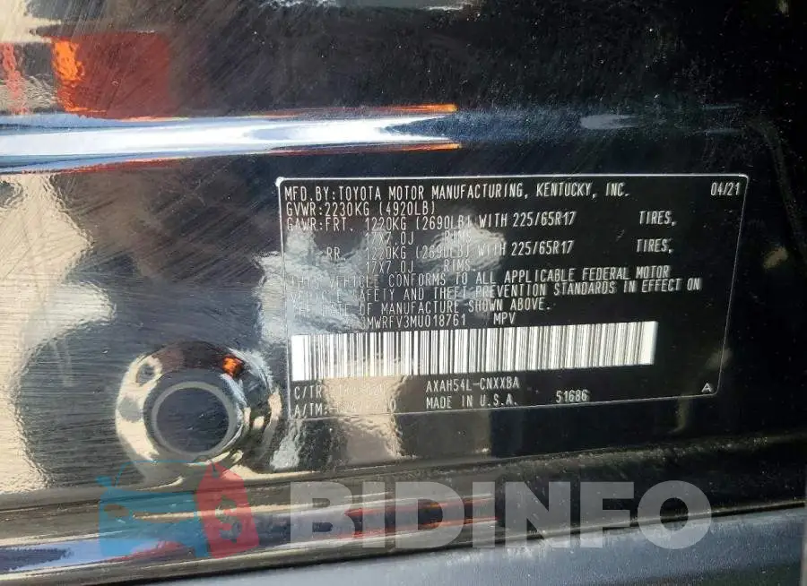 4T3MWRFV3MU018761 Photo# 12