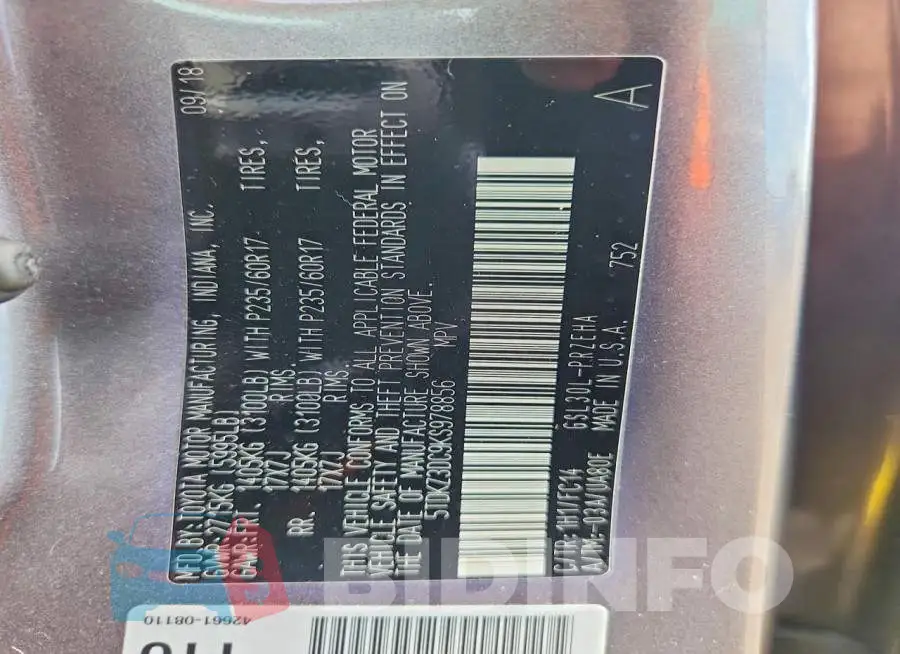 5TDKZ3DC9KS978856 Photo# 14
