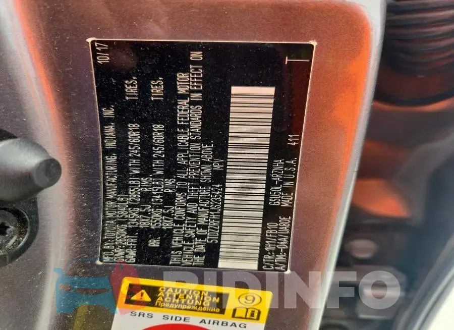 5TDZZRFH1JS235424 Photo# 13