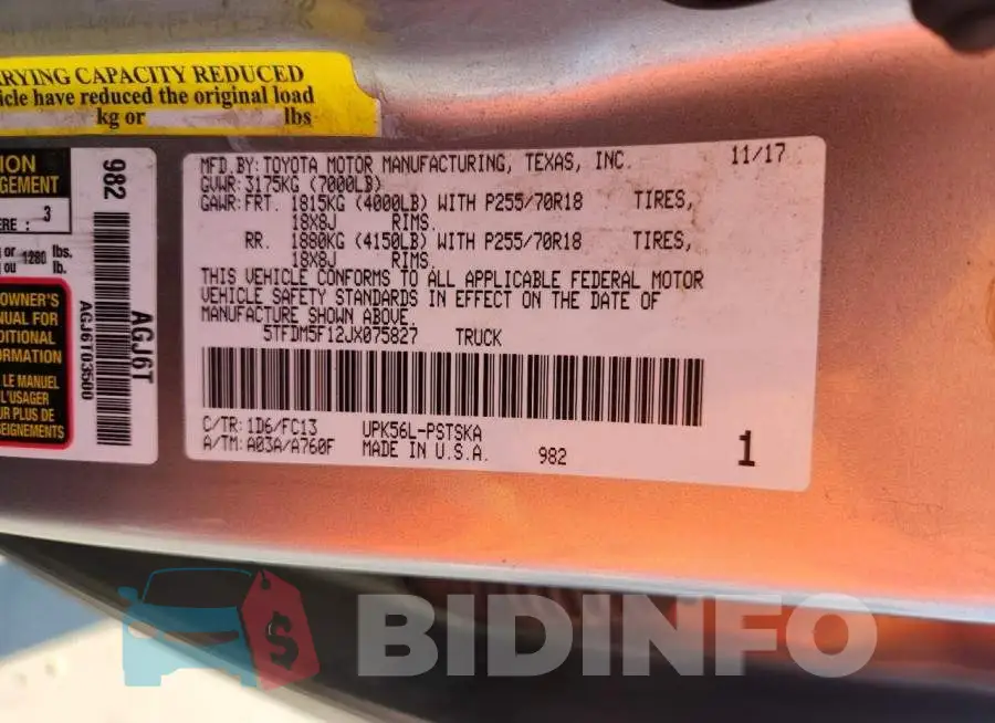 5TFDM5F12JX075827 Photo# 12