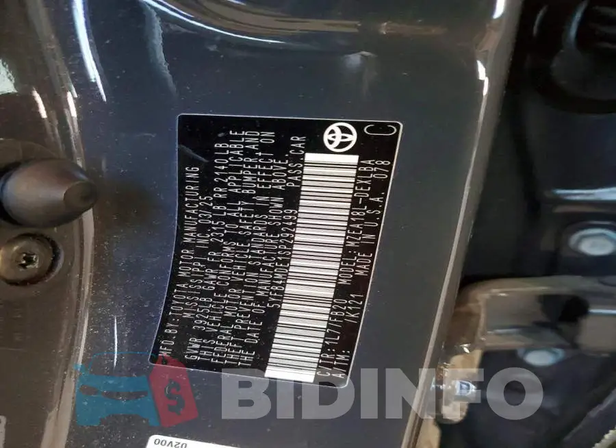 5YFB4MDE1SP292499 Photo# 12