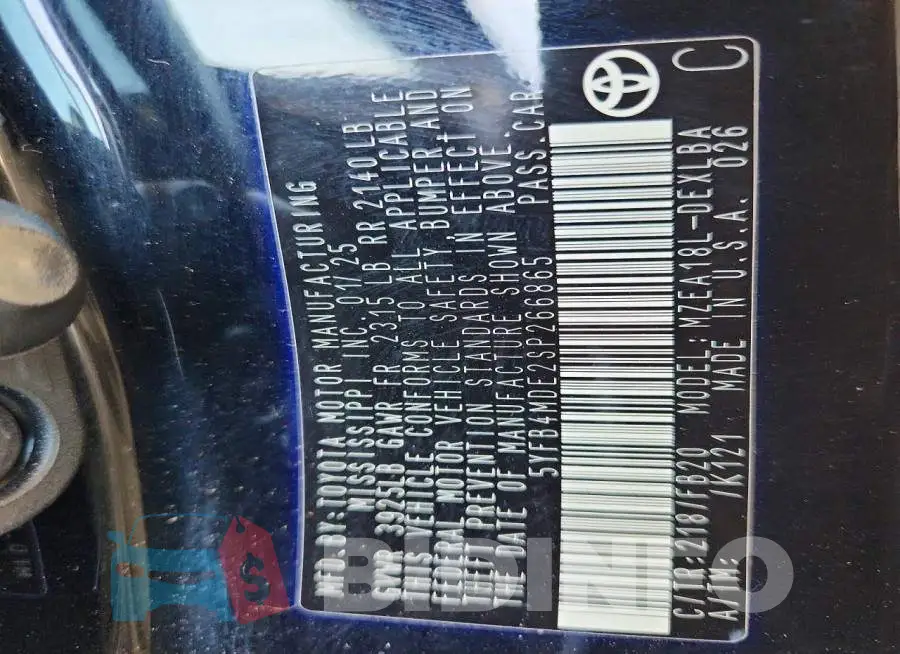 5YFB4MDE2SP266865 Photo# 12