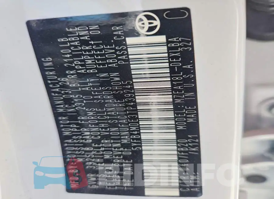 5YFB4MDE3TP439245 Photo# 12