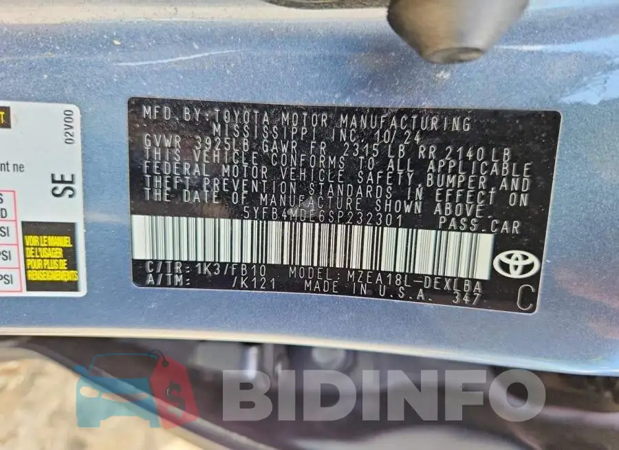 5YFB4MDE6SP232301 Photo# 12