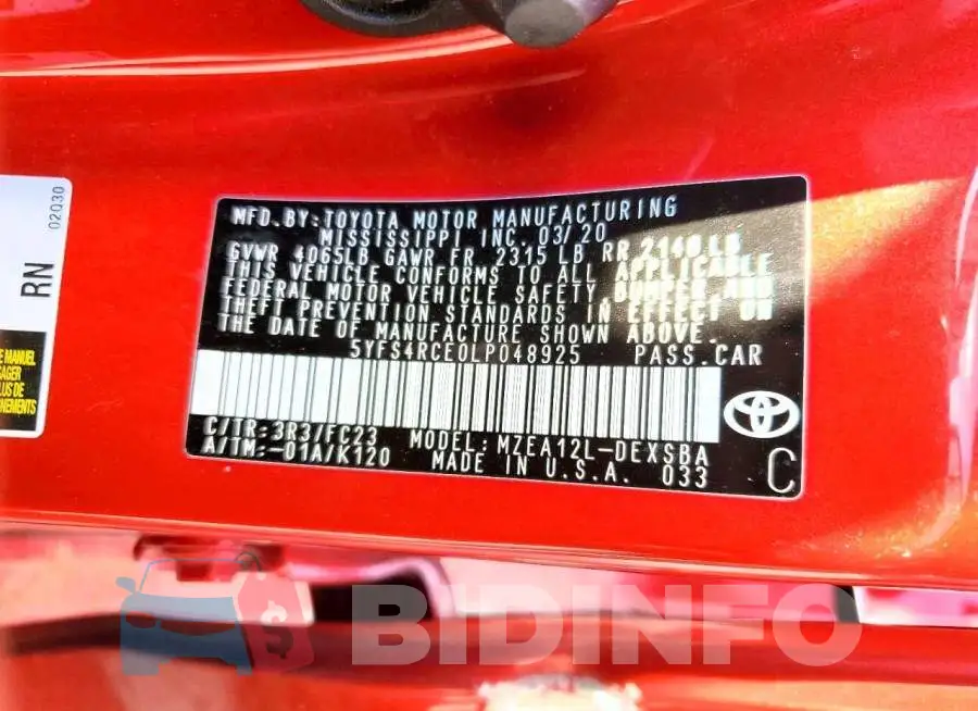 5YFS4RCE0LP048925 Photo# 12