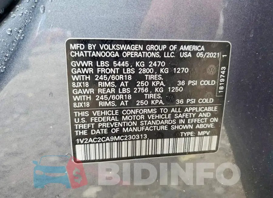1V2AC2CA9MC230313 Photo# 12