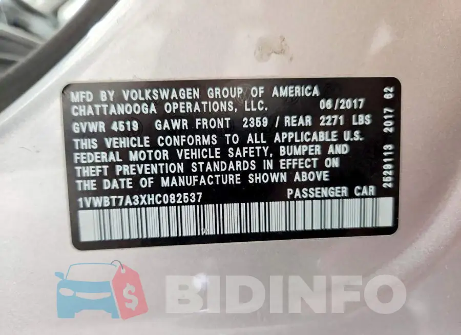 1VWBT7A3XHC082537 Photo# 12