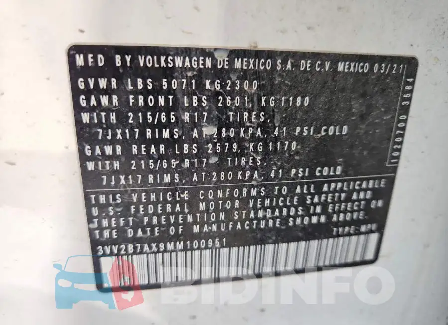3VV2B7AX9MM100951 Photo# 12