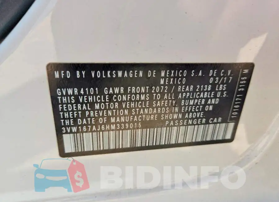 3VW167AJ6HM339015 Photo# 12