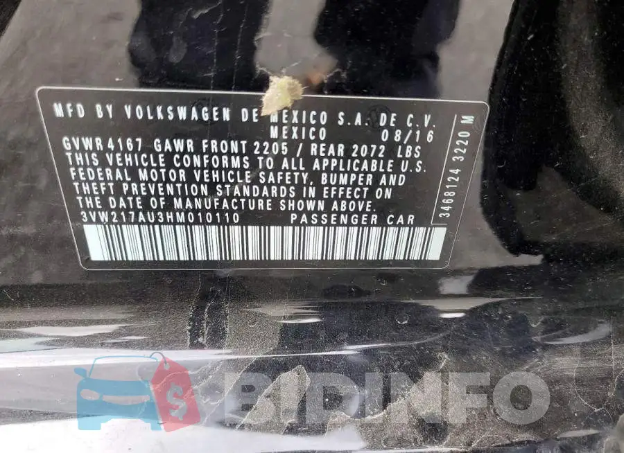 3VW217AU3HM010110 Photo# 13