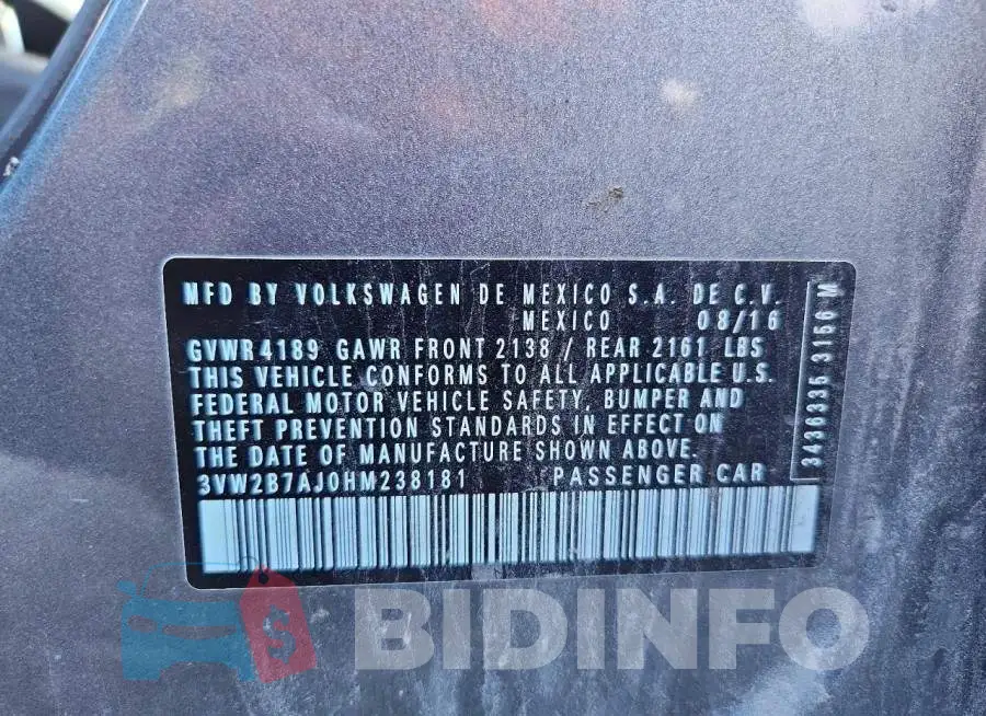 3VW2B7AJ0HM238181 Photo# 12