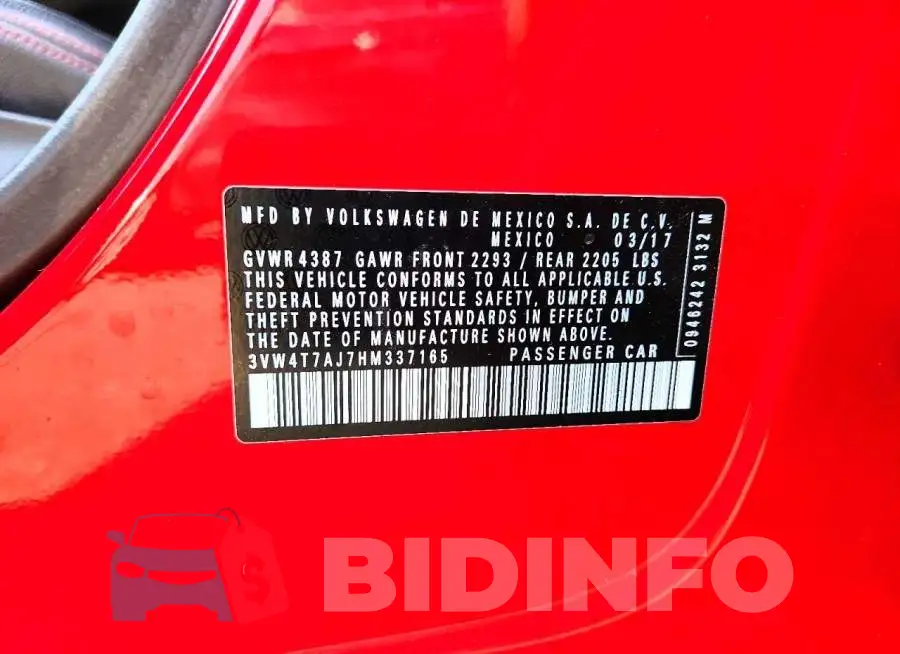 3VW4T7AJ7HM337165 Photo# 13