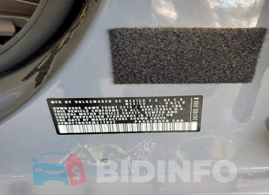 3VW6T7BU3KM217937 Photo# 12
