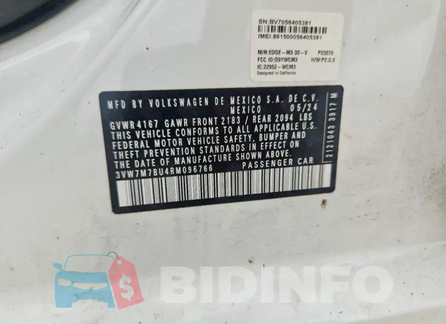 3VW7M7BU4RM096766 Photo# 13