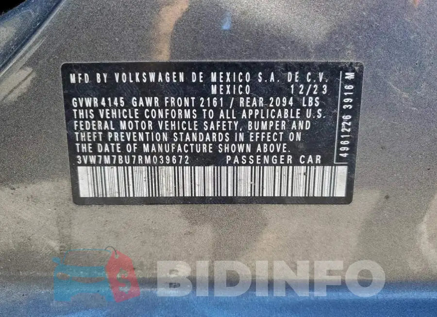 3VW7M7BU7RM039672 Photo# 12