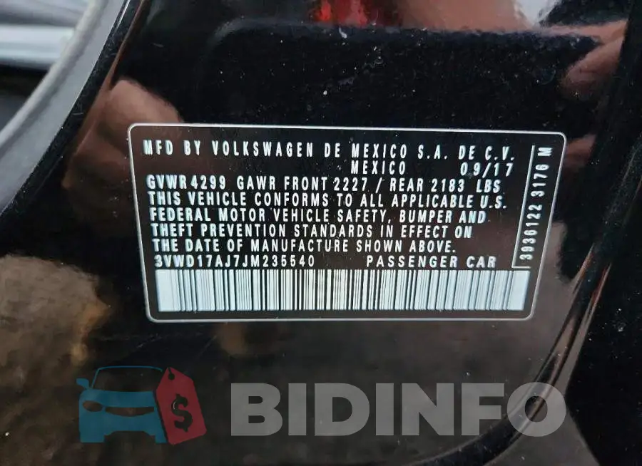 3VWD17AJ7JM235540 Photo# 12