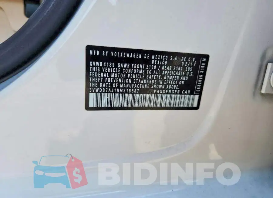 3VWDB7AJ1HM318887 Photo# 12