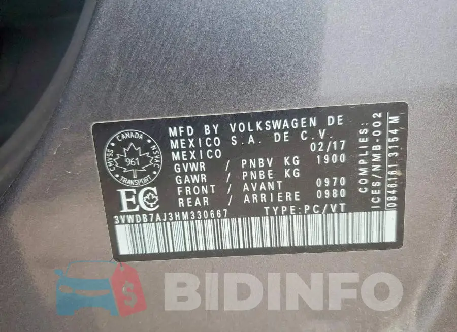 3VWDB7AJ3HM330667 Photo# 12