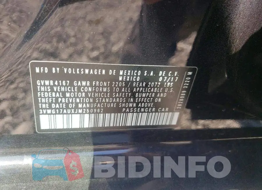 3VWG17AUXJM250962 Photo# 13