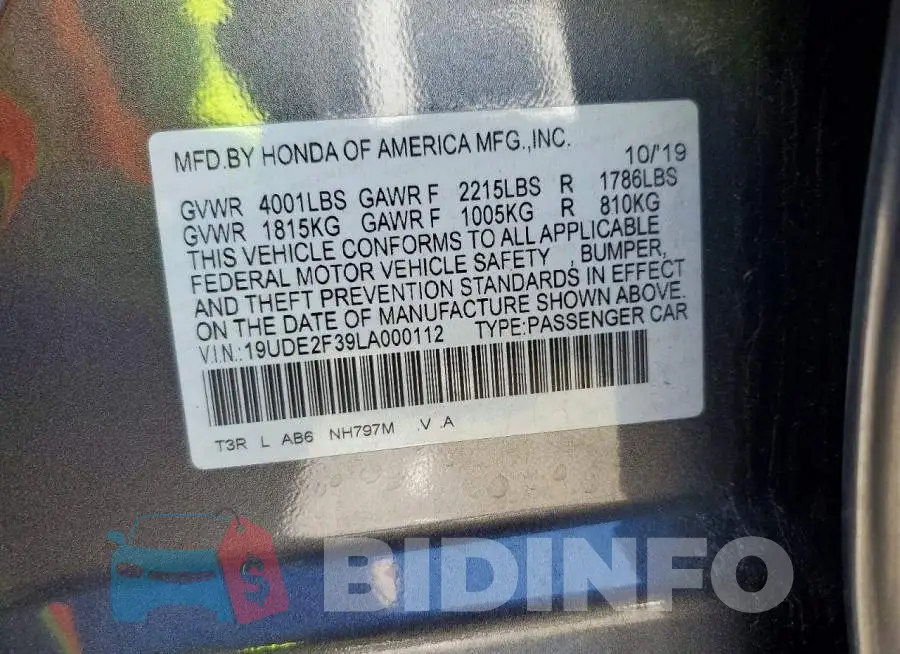 19UDE2F39LA000112 Photo# 12