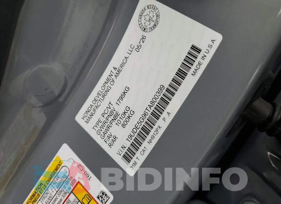 19UDE5G96TA800399 Photo# 12